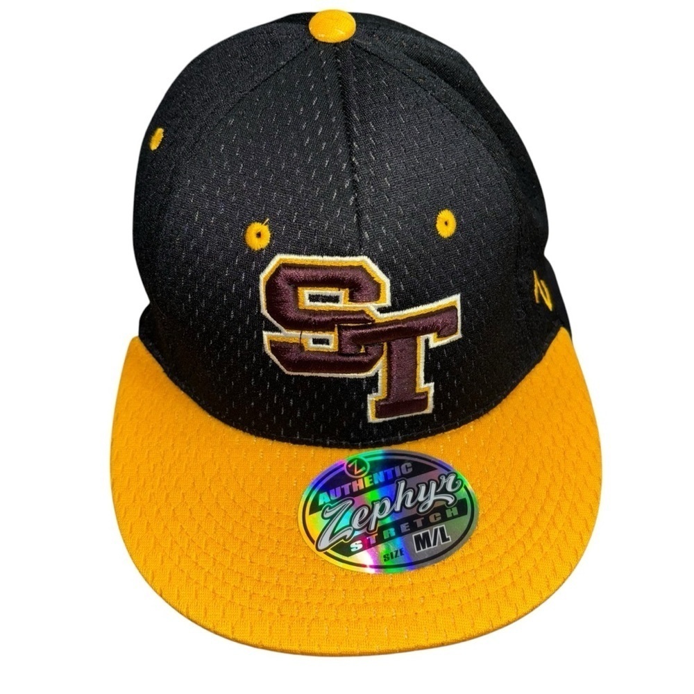 NWT Zephyr ST Pirates Baseball Flat Bill Cap Yellow Black Hat Size  M/L Baseball